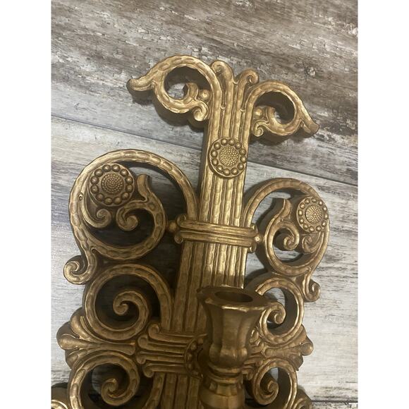 VTG HOMCO DART 4193 Gold ORNATE WALL CANDELABRA CANDLE HOLDER SCONCES - Picture 3 of 10